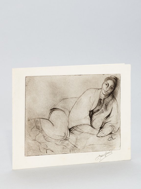 Femme allongée. Eau-forte signée