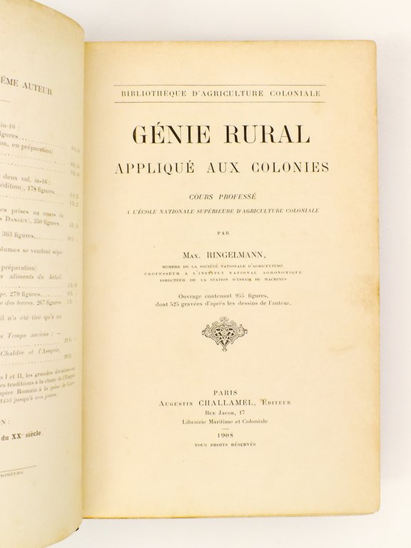 Génie rural, appliqué aux colonies - Cours professé à l'Ecole …