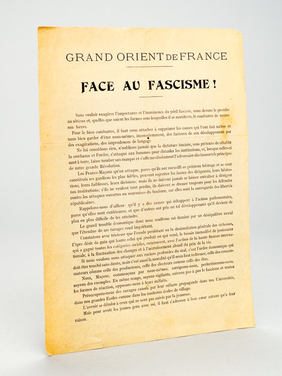 Grand Orient de France. Face au Fascisme !