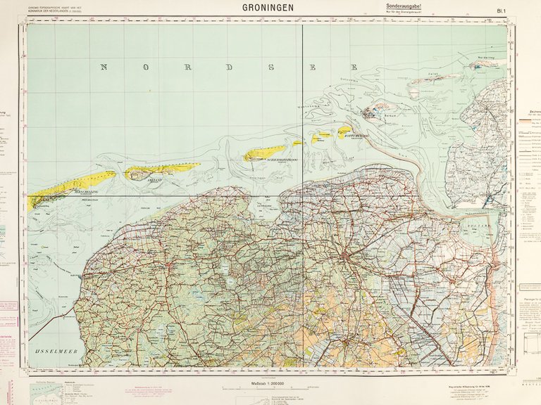 Groningen. Bl. 1 Chromo-Typografische Kaart van het Koninkrijk der Nederelanden …