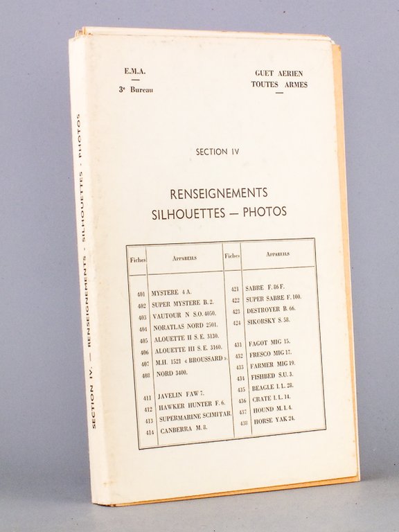 Guet aérien toutes armes, Section IV Renseignements, Silhouettes, Photos (fiches …