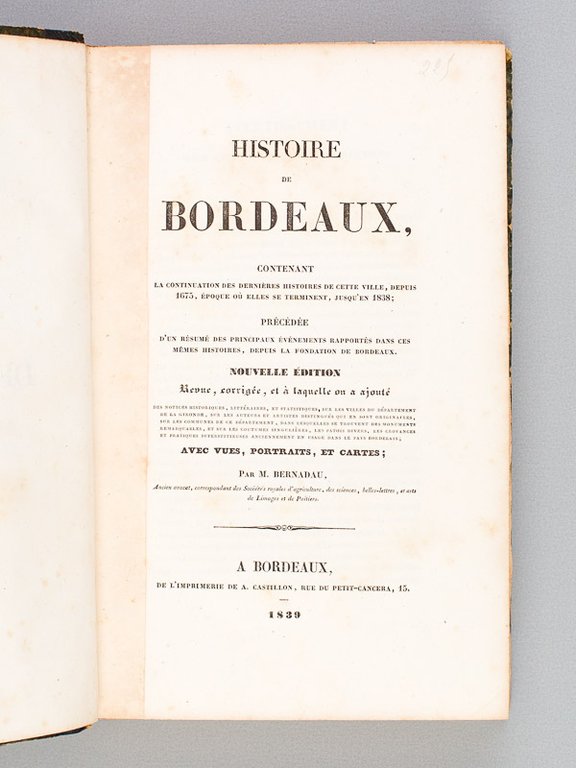 Histoire de Bordeaux, contenant la continuation des dernières histoires de …