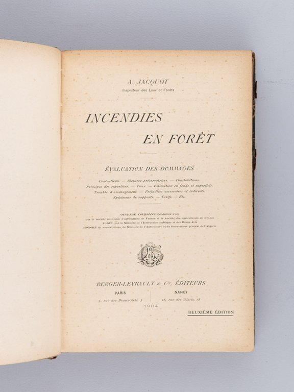 Incendies en forêt. Evaluation des dommages.