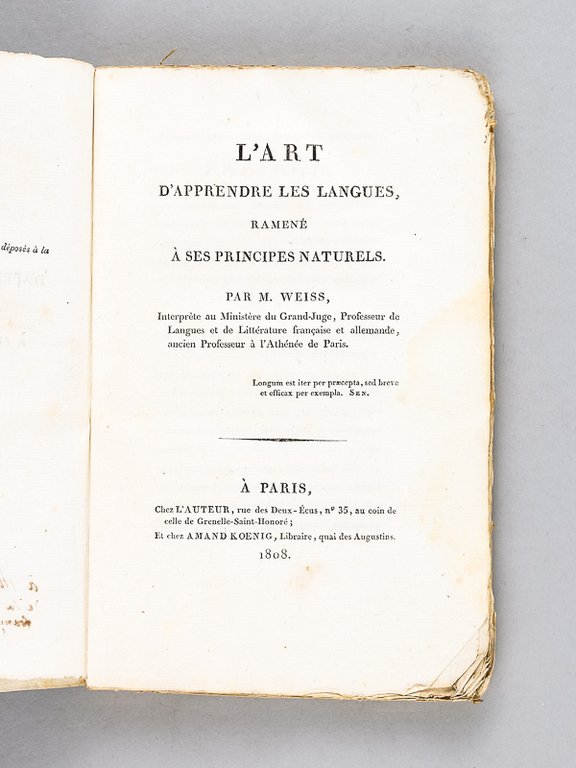 L'art d'apprendre les langues ramené à ses principes naturels. [ …