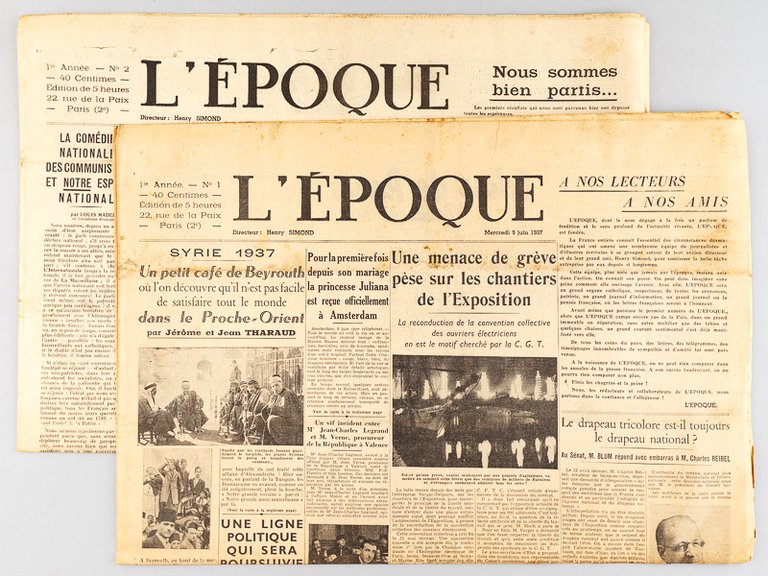 L'Epoque. [ Les deux premiers numéros du quotidien "L'Epoque" ] …