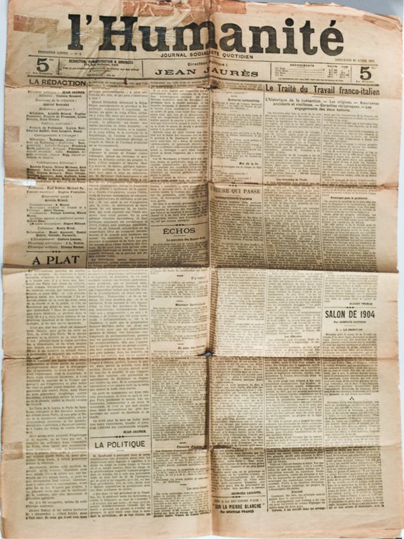 L'Humanité. Journal socialiste quotidien. Première Année. N° 3 : mercredi …