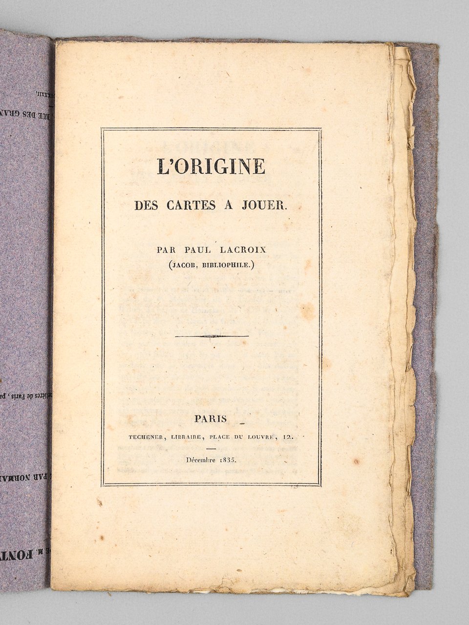 L'Origine des Cartes à Jouer [ Edition originale ]