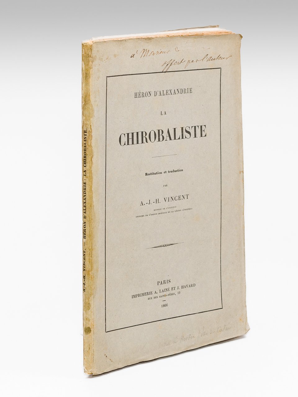 La Chirobaliste. Restitution et traduction par A.-J.-H. Vincent [ Livre … | Immagine principale
