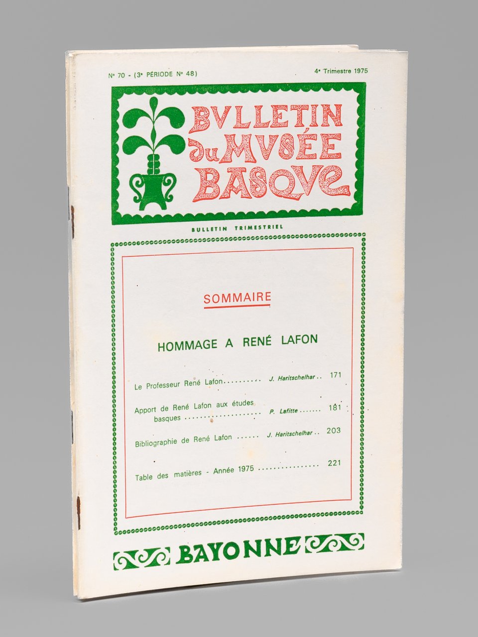 La Langue Basque (Bulletin du Musée Basque 2e trimestre 1973) … | Immagine principale