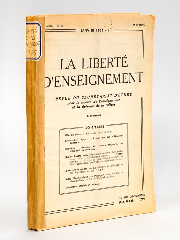 La Liberté d'Enseignement. Revue du Secrétariat d'Etude pour la liberté … | Immagine Gallery 2