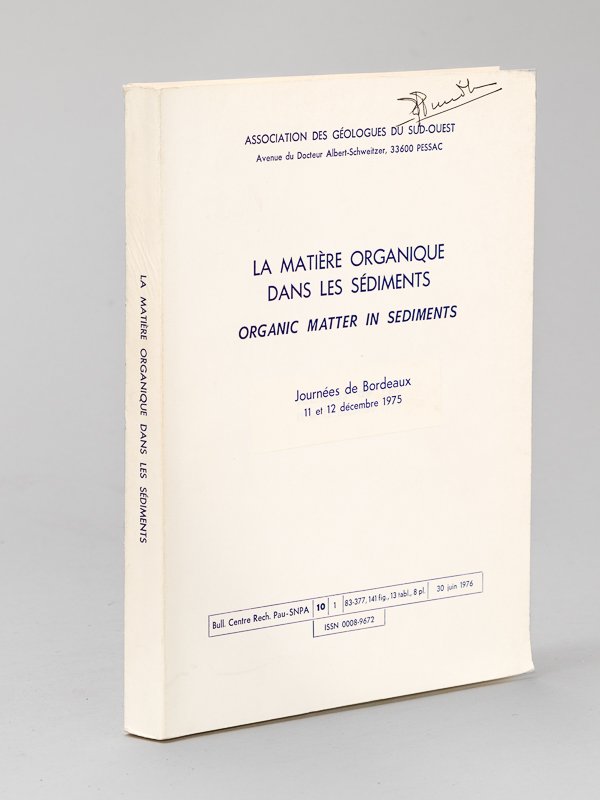 La matière organique dans les Sédiments. Organic matter in sediments. …