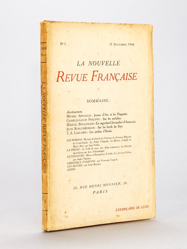 La Nouvelle Revue Française. N°1 - 15 Novembre 1908 [ …
