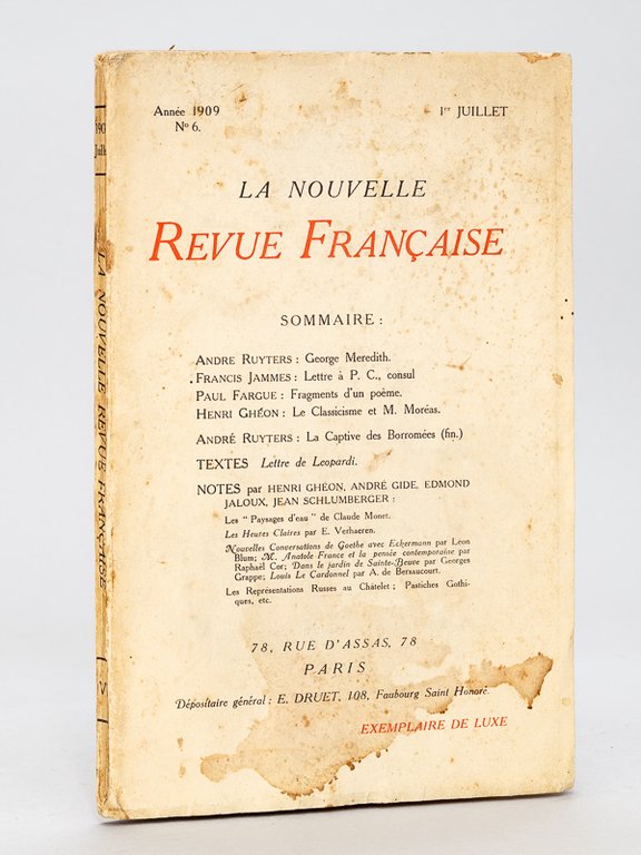 La Nouvelle Revue Française. N° 6 - Juillet 1909 [ …