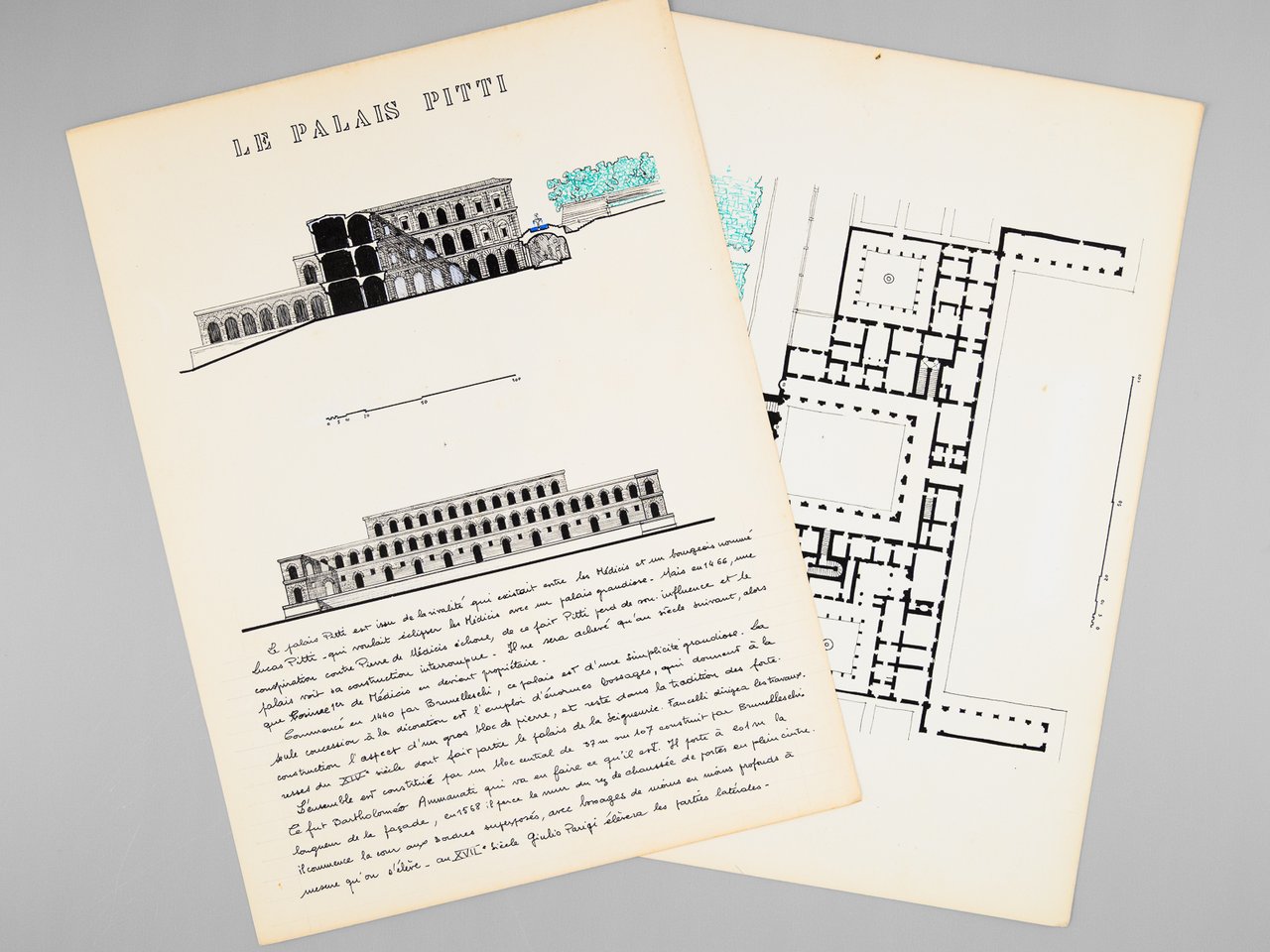 Le Palais Pitti [ Florence - Dossier manuscrit d'un élève …