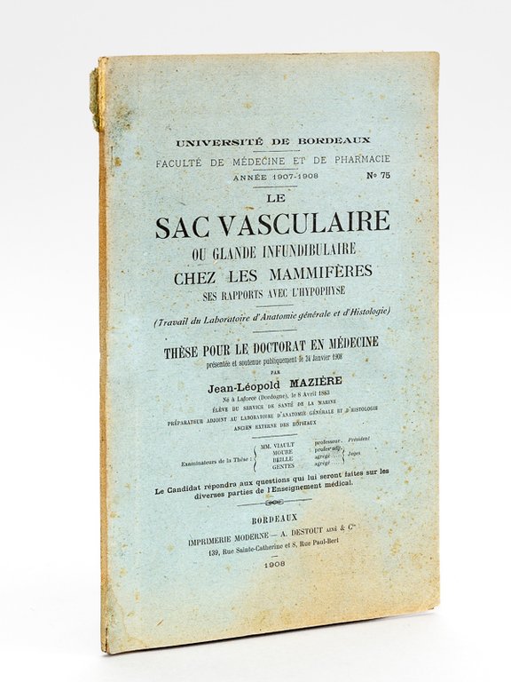 Le Sac Vasculaire ou glande infundibulaire chez les Mammifères , …