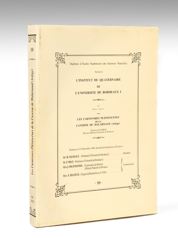 Les Carnivores Pléistocènes de la Caverne de Malarnaud (Ariège).