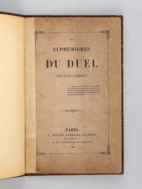 Les Euphémismes du Duel [ Edition originale ]