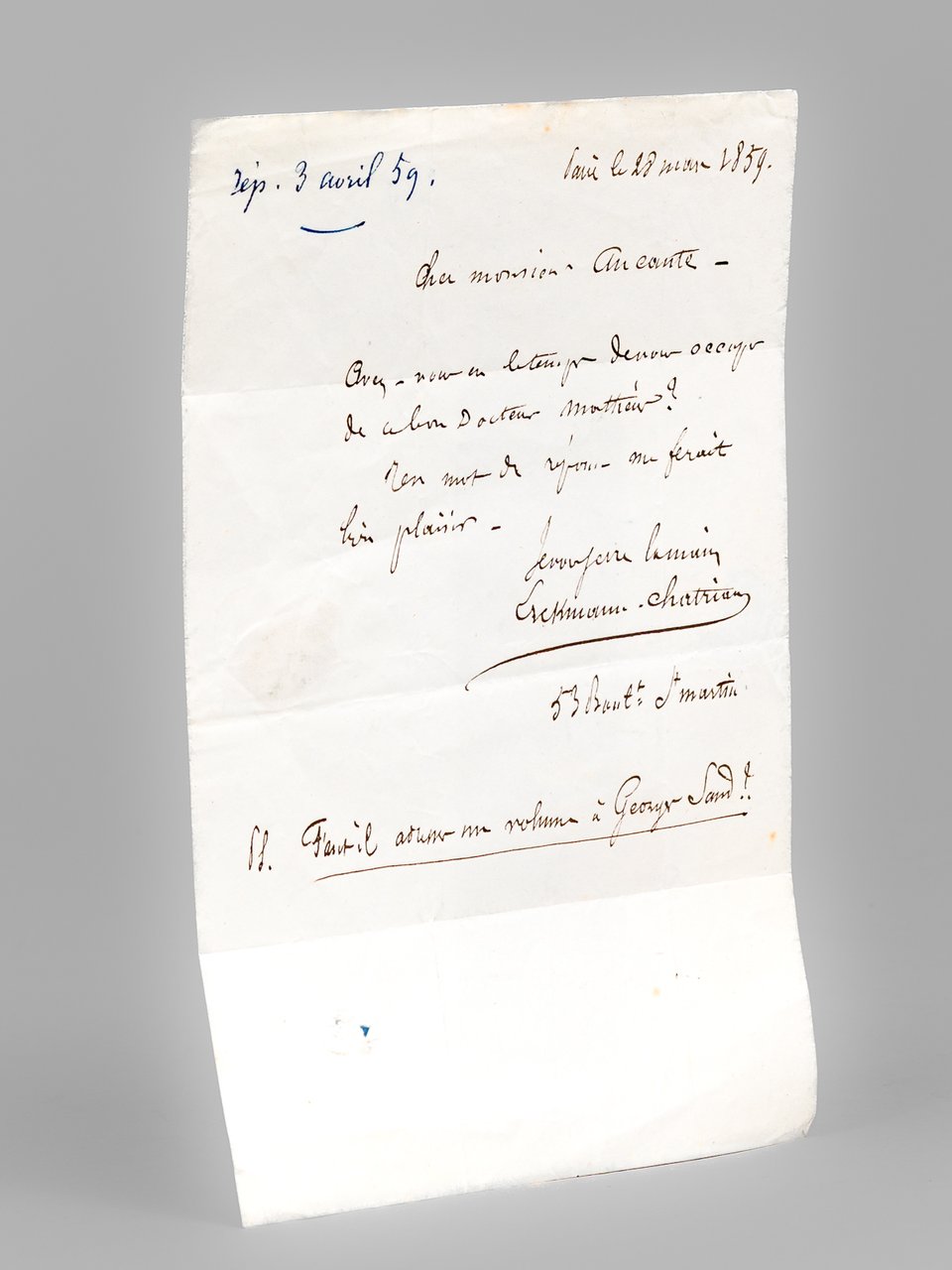 [ Lettre autographe signée ] 1 L.A.S., datée de Paris, …