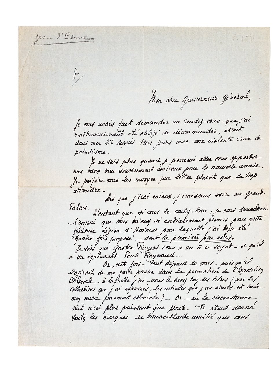 Lettre autographe signée datée du14 janvier 1932, adressée au « …