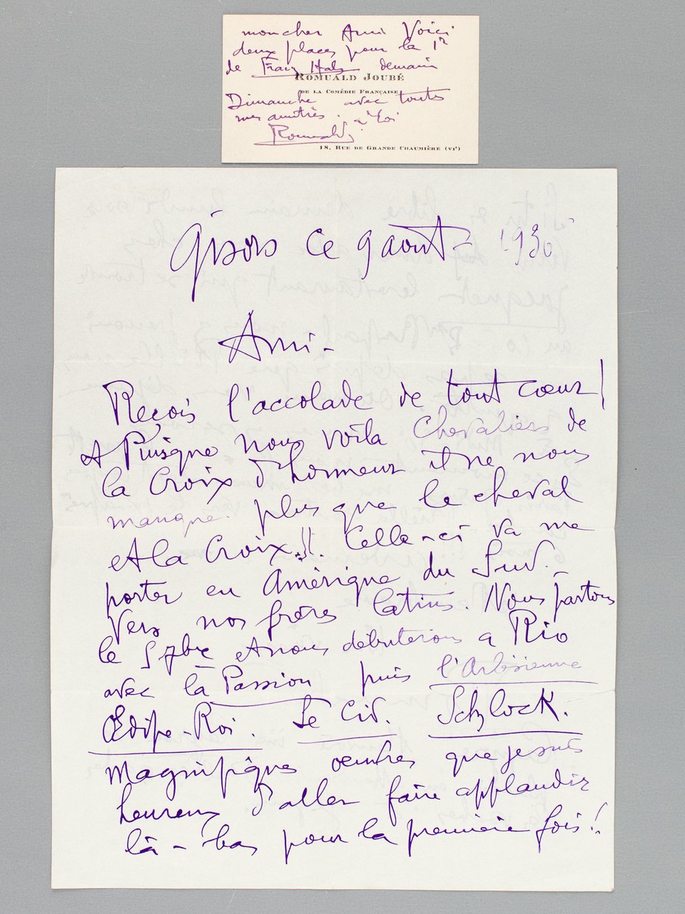 Lettre autographe signée de 2 pages, datée de Gisors le …
