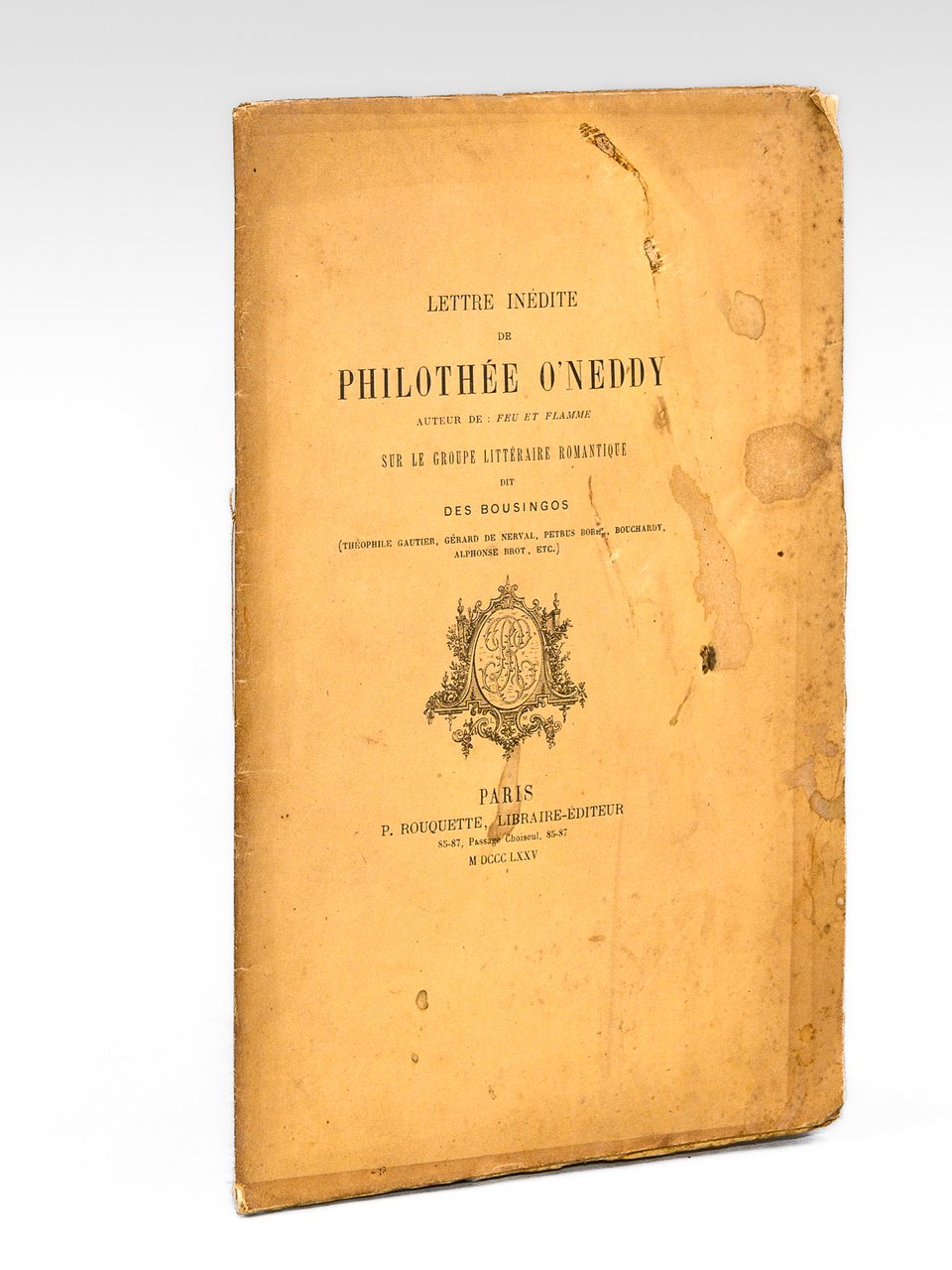 Lettre inédite de Philotée O'Neddy auteur de Feu et Flamme …