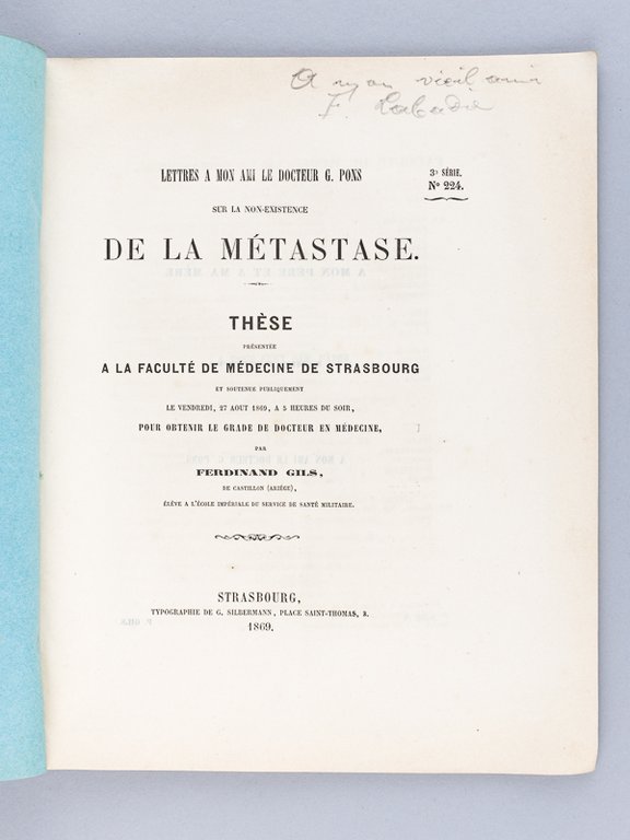 Lettres à mon ami à mon le docteur G. Pons …
