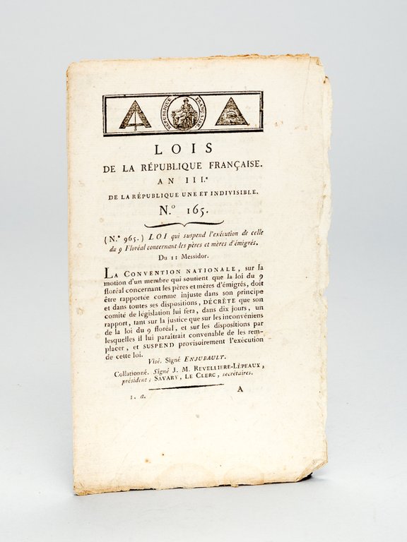 Lois de la République Française An IIIe de la République …
