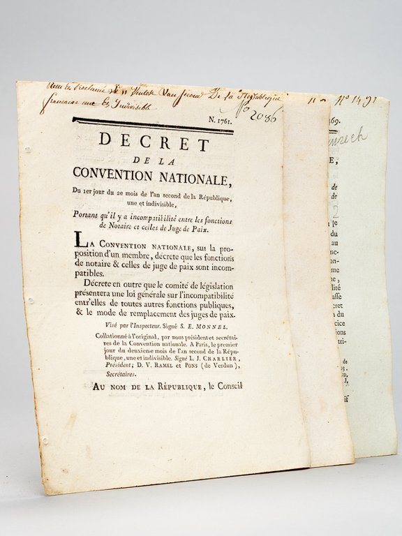 [ lot de 3 décrets de la Révolution Française sur …