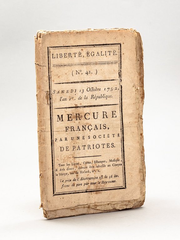 Mercure Français. Numéro 41 du Samedi 13 octobre 1792 [Avec …