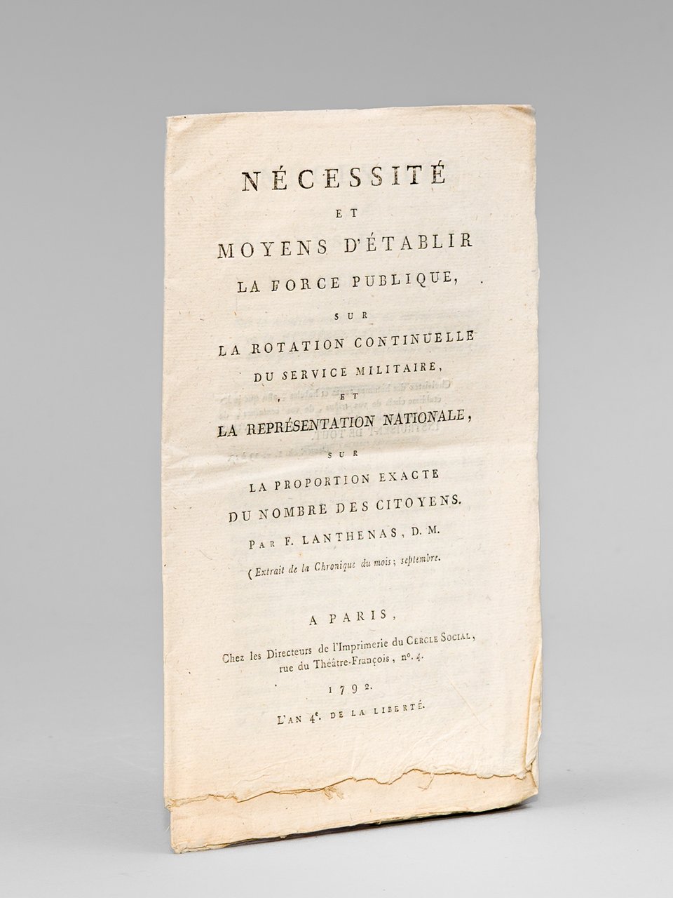 Nécessité et moyens d'établir la Force Publiques, sur la Rotation … | Immagine principale