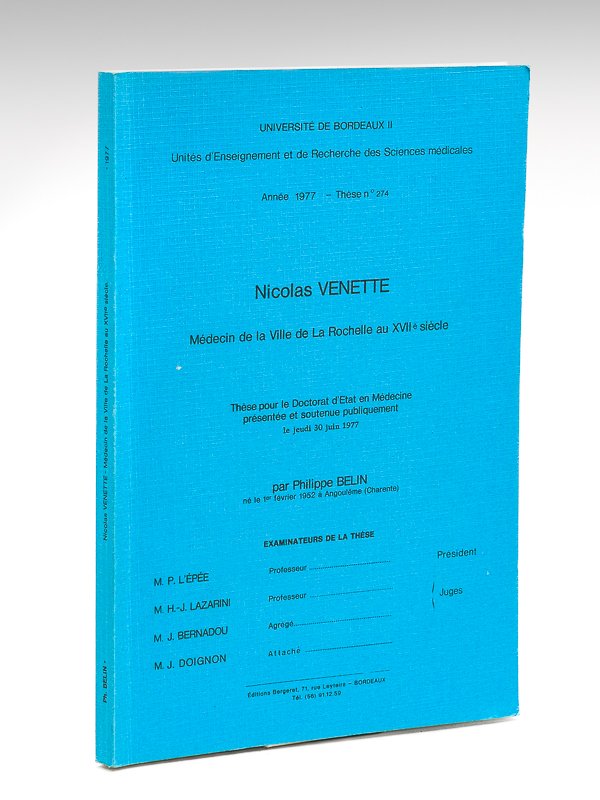 Nicolas Venette, médecin de la Ville de La Rochelle au …
