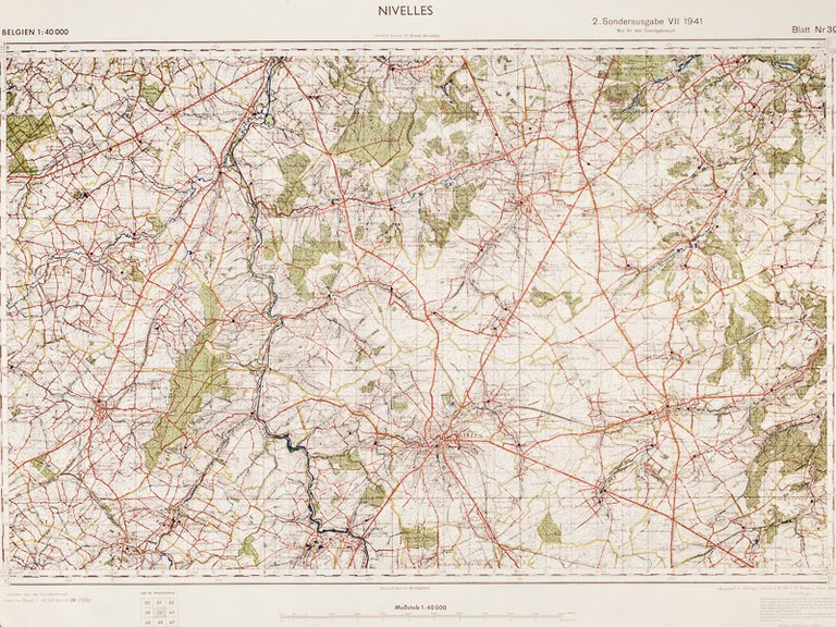 Nivelles 1 : 40.000 Sonderausgabe VII 1941 Nur für Dienstgebrauch. …