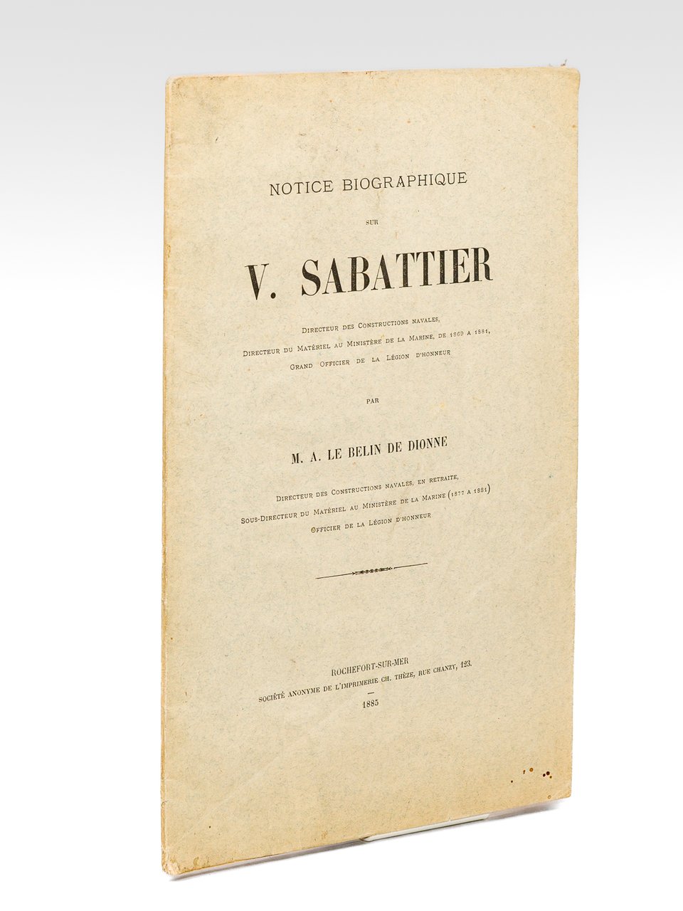 Notice biographique sur V. Sabattier, Directeur des Constructions Navales, Directeur … | Immagine principale