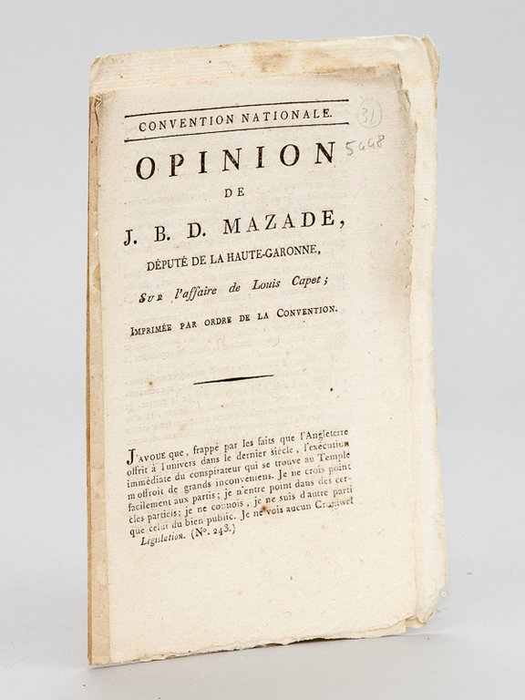 Opinion de J. B. D. Mazade, Député de la Haute-Garonne, …