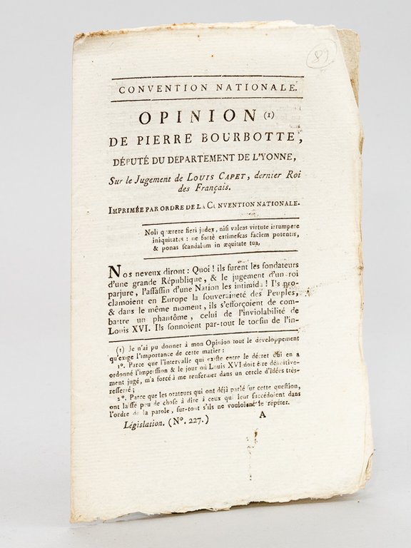 Opinion de Pierre Bourbotte, Député du Département de l'Yonne, sur …