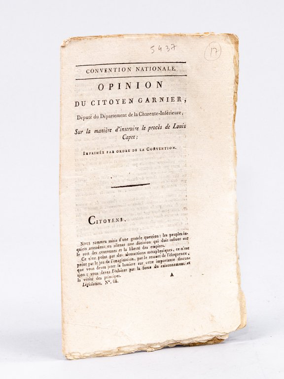 Opinion du Citoyen Garnier, Député du Département de la Charente-Inférieure, …