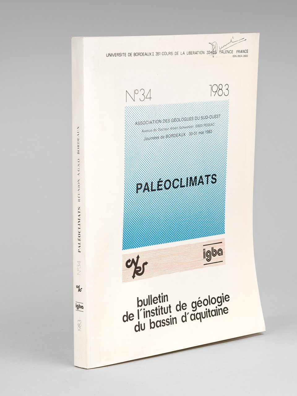 Paléoclimats. Journées de Bordeaux 30-31 mai 1983 (Bulletin de l'Institut …