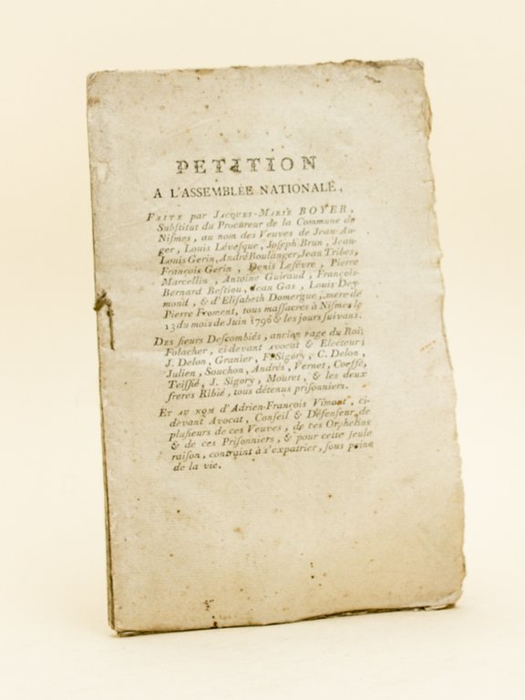 Pétition à l'Assemblée Nationale faite par Jacques-Marie Boyer, substitut du …