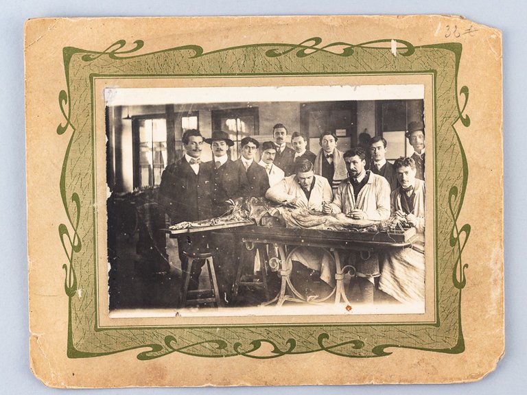 Photo originale d'une dissection par des étudiants en médecine, dont …