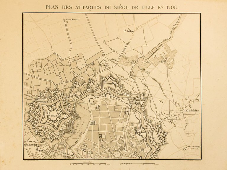 Plan des Attaques du Siège de Lille en 1708 [ …