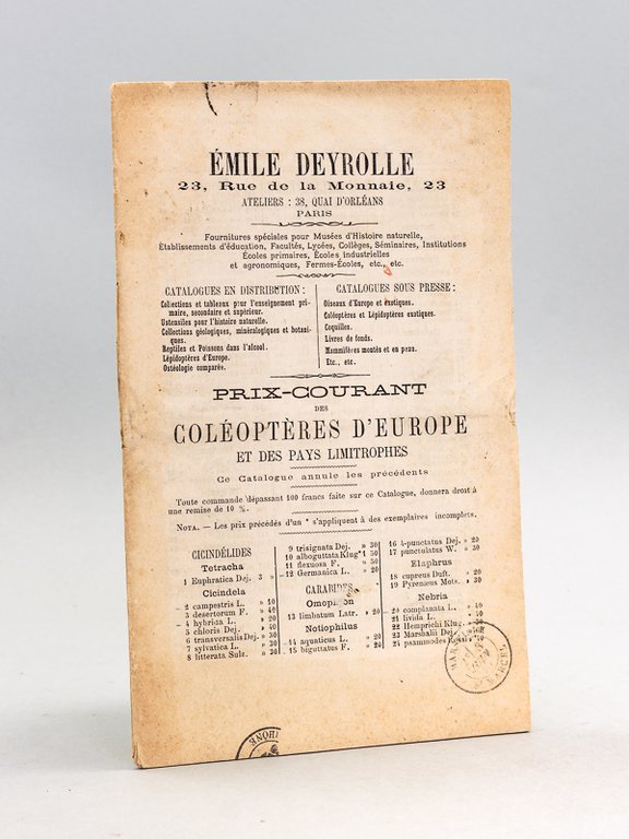 Prix-Courant des Coléoptères d'Europe et des Pays limitrophes [ Catalogue …