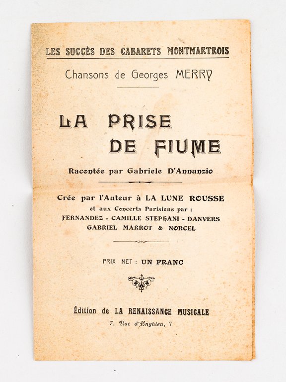 [ Prospectus original ] La Prise de Fiume racontée par …