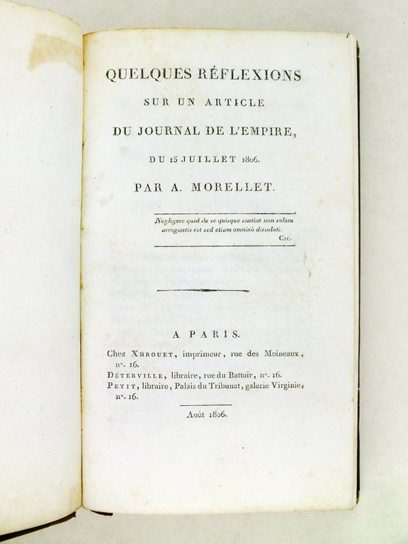 Quelques Réflexions sur un article du Journal de l'Empire; du …