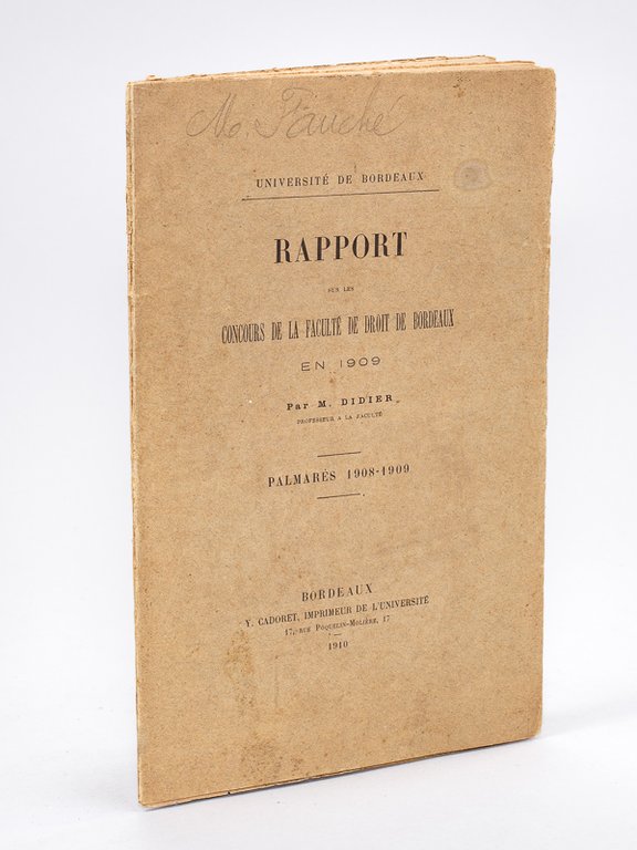 Rapport sur les Concours de la faculté de Droit de …