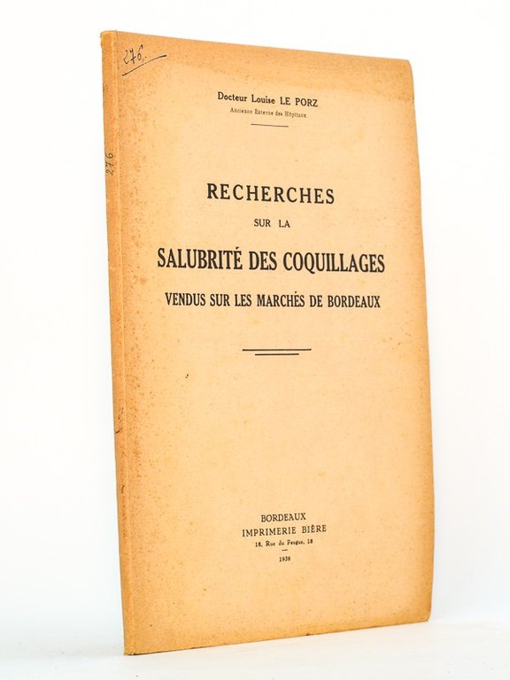 Recherches sur la salubrité des coquillages vendus sur les marchés …