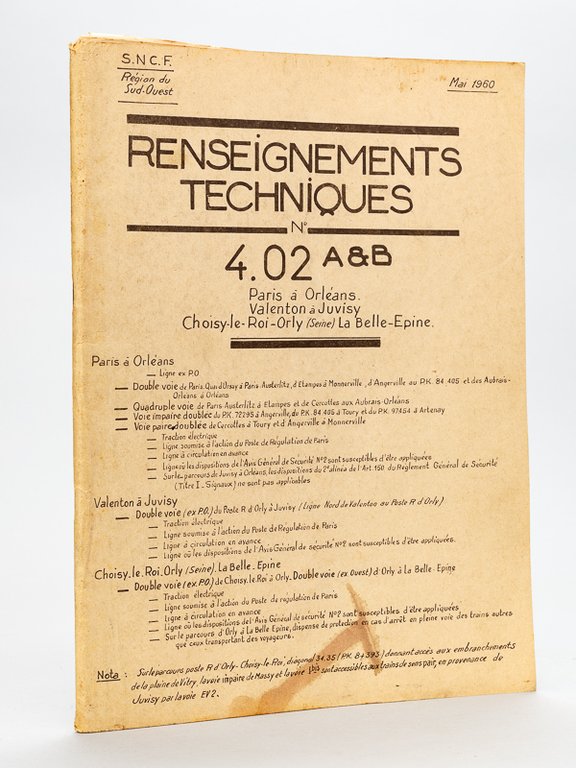 Renseignements techniques N° 4.02 A&B Région du Sud-Ouest Mai 1960 …