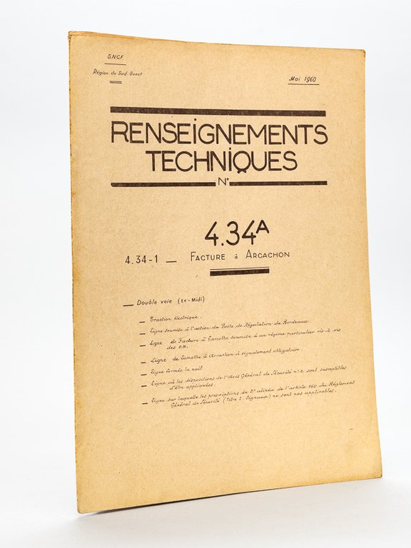 Renseignements techniques N° 4.34 A 4.34 1 Facture à Arcachon …