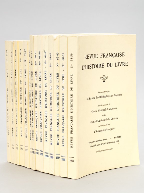 Revue Française d'Histoire du Livre. Année 1988 à 1994 (7 …