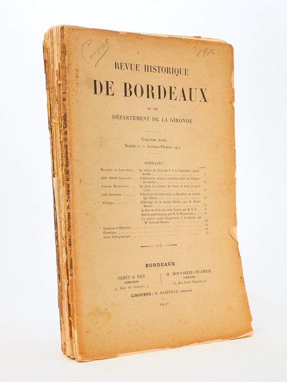 Revue historique de Bordeaux et du Département de la Gironde, …