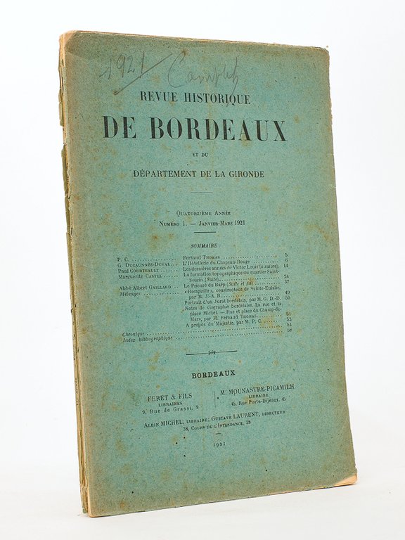 Revue historique de Bordeaux et du Département de la Gironde, …